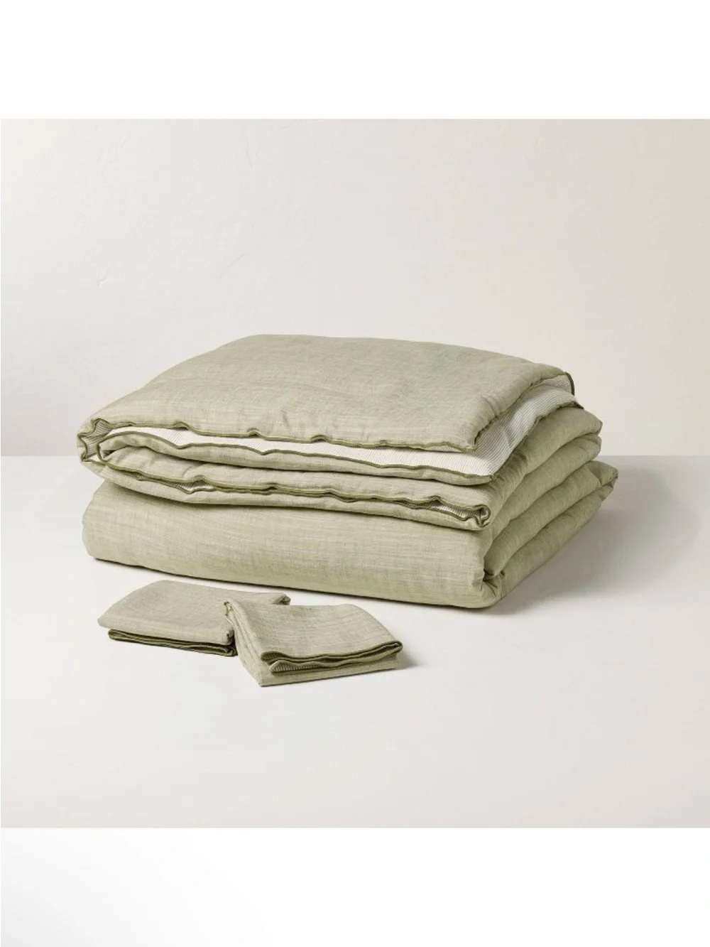 NWT 3pc King Reversible Duvet Cover Set Green - Hearth & Hand with Magnolia